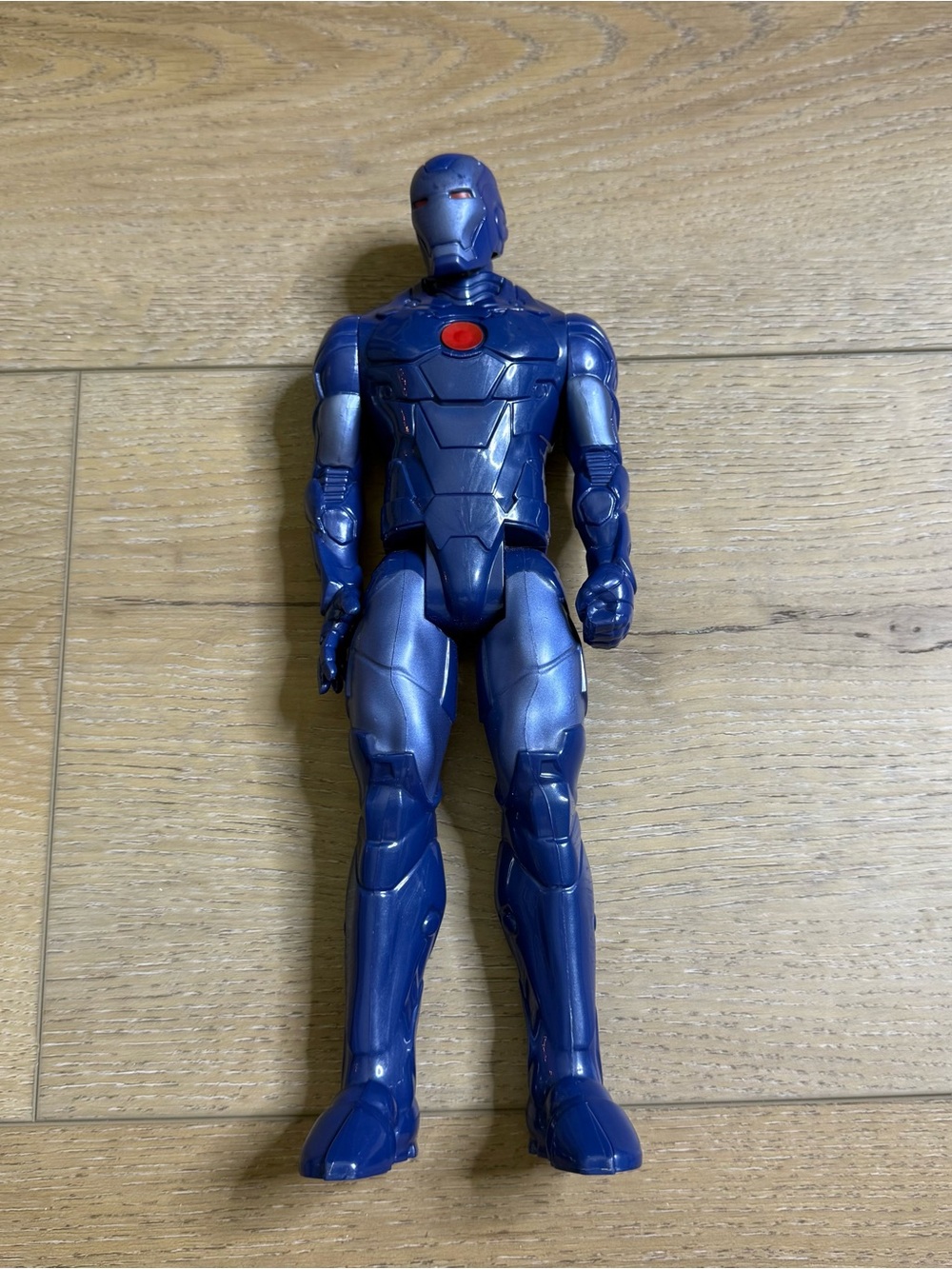 IronMan Blue Metallic Robot Action Figure with Red Accent - Kids Toy